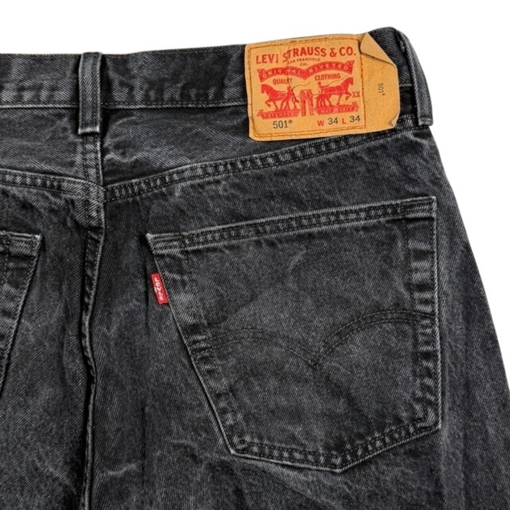 Levis 501 Original Straight Leg Jeans Faded Black Denim Mens 34x34 00501-0660